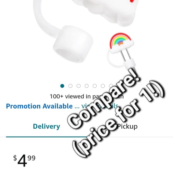 Silicone Straws Tips Cover set of 2! Cartoon Rainbow Reusable Lid Plug Antidust - Picture 6 of 6